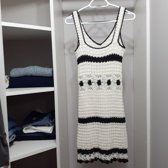 Dress - Black and white stretch knit Dress - Picture 2 of 2